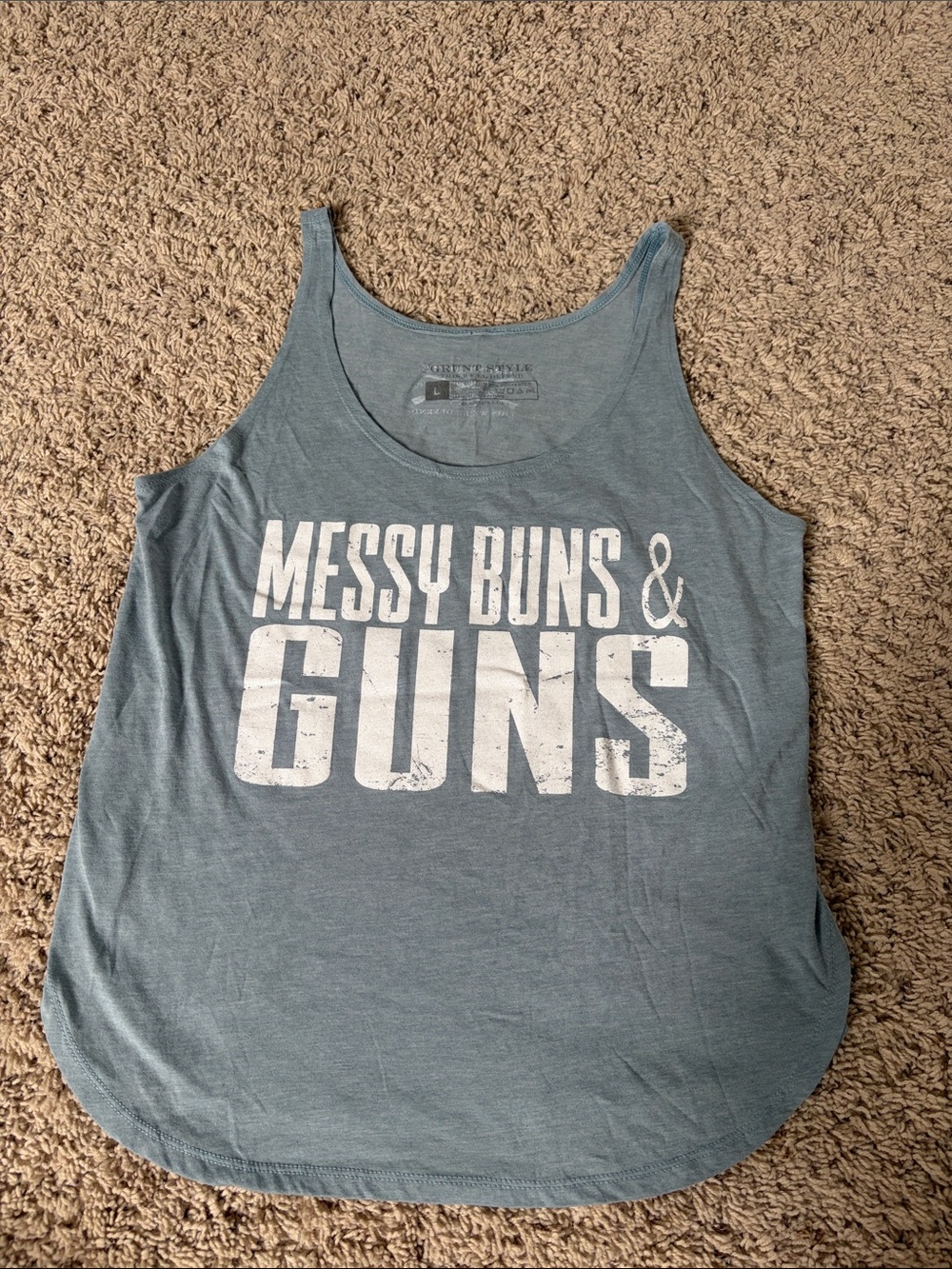 Grunt Style 'Messy Buns & Guns' Graphic Tank Top Size Large